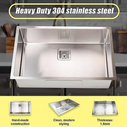 810X505Mm Stainless Steel Kitchen Sink With Square Waste