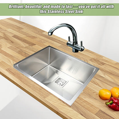 550X455Mm Stainless Steel Kitchen Sink With Square Waste