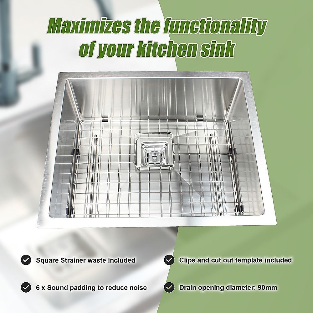 430x455mm Handmade 1.5mm Stainless Steel Kitchen Sink with Waste and Grid