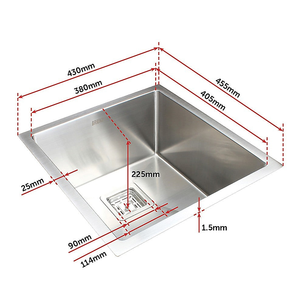 430X455Mm Stainless Steel Kitchen Sink With Square Waste