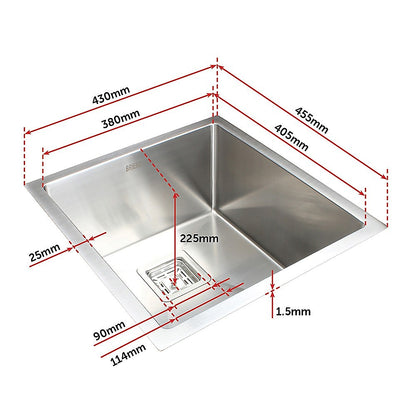 430X455Mm Stainless Steel Kitchen Sink With Square Waste