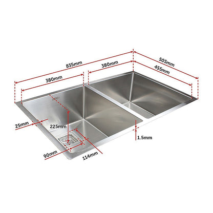 835X505Mm Stainless Steel Kitchen Sink With Square Waste