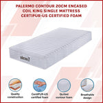 H&L Contour 20cm Encased Coil King Single Mattress CertiPUR-US Certified Foam