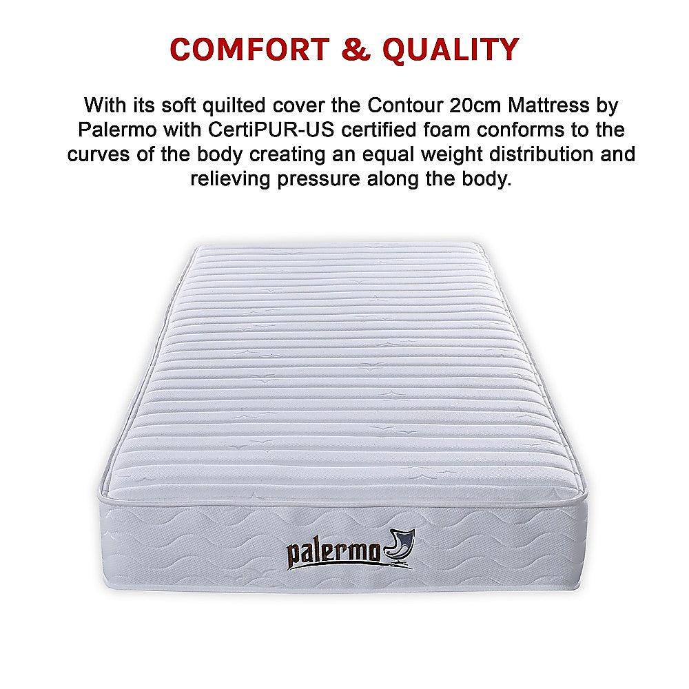 H&L Contour 20cm Encased Coil King Single Mattress CertiPUR-US Certified Foam
