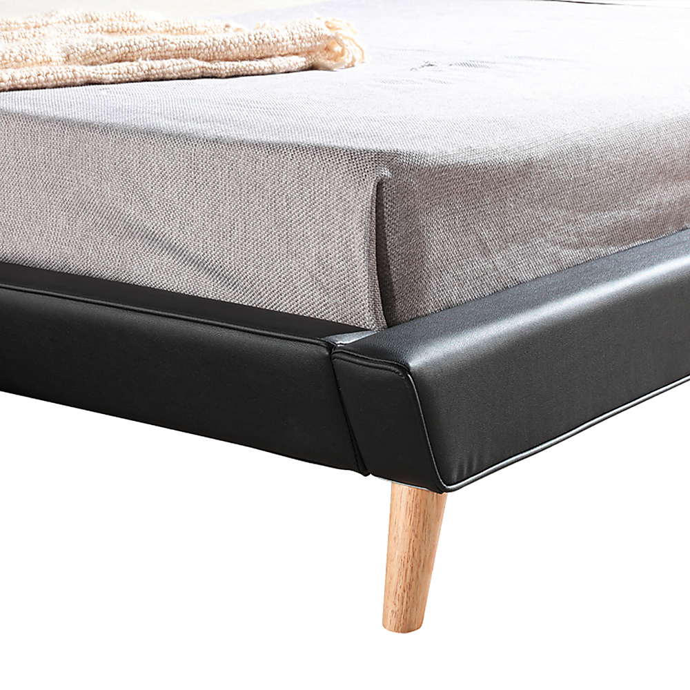 King PU Leather Deluxe Bed Frame Black - 183×203cm