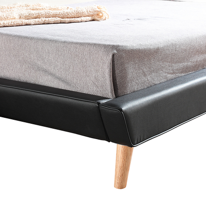 King PU Leather Deluxe Bed Frame Black - 183×203cm