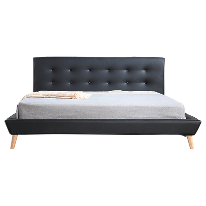 King PU Leather Deluxe Bed Frame Black - 183×203cm