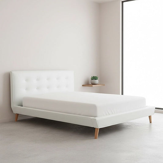 Queen Pu Leather Deluxe Bed Frame White - 153×203cm