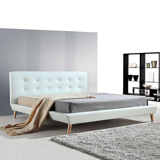 King Pu Leather Deluxe Bed Frame White - 183×203cm