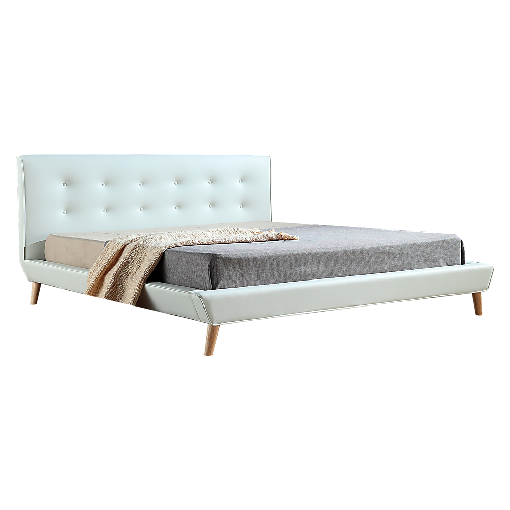 King Pu Leather Deluxe Bed Frame White - 183×203cm