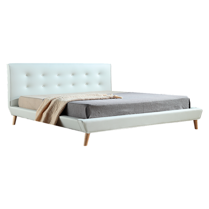 King Pu Leather Deluxe Bed Frame White - 183×203cm