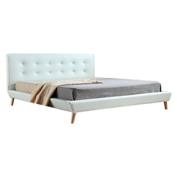 King Pu Leather Deluxe Bed Frame White