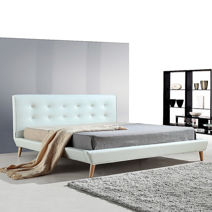 King Pu Leather Deluxe Bed Frame White - 183×203cm