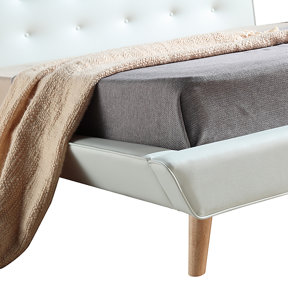 King Pu Leather Deluxe Bed Frame White - 183×203cm