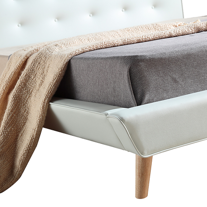 King Pu Leather Deluxe Bed Frame White - 183×203cm