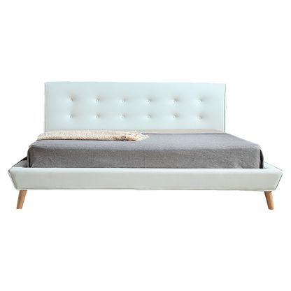 King Pu Leather Deluxe Bed Frame White - 183×203cm