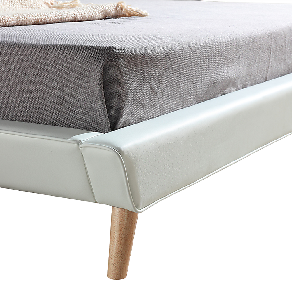 King Pu Leather Deluxe Bed Frame White - 183×203cm