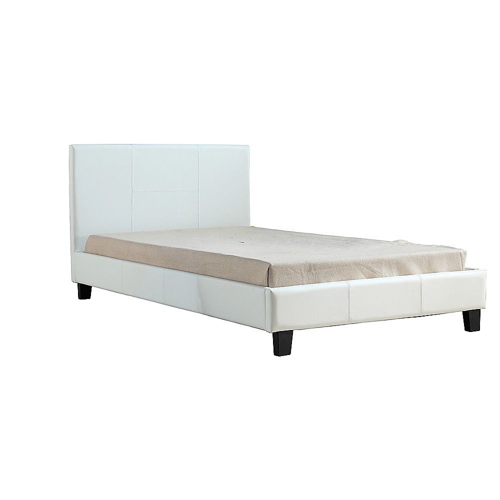 King Single Pu Leather Bed Frame White
