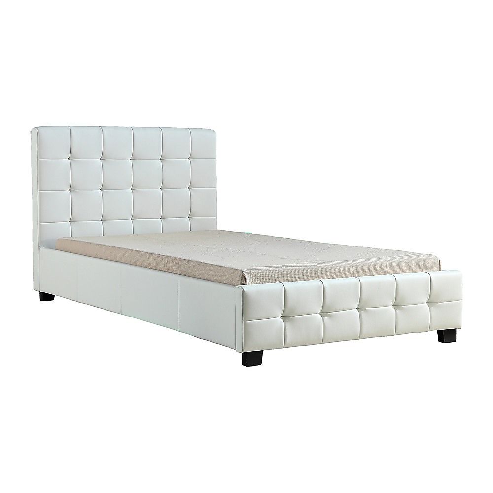 King Single Pu Leather Deluxe Bed Frame White