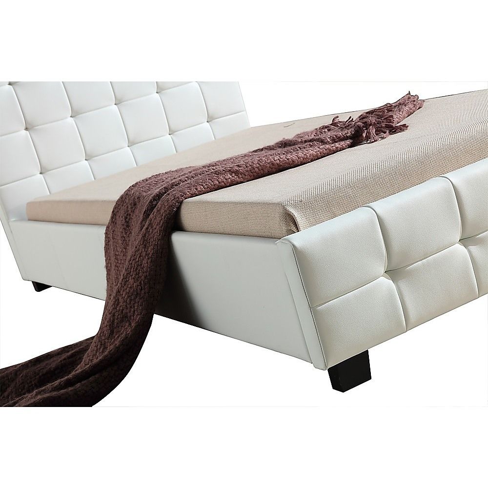 King Single Pu Leather Deluxe Bed Frame White
