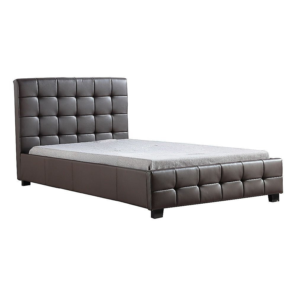 King Single Pu Leather Deluxe Bed Frame Brown