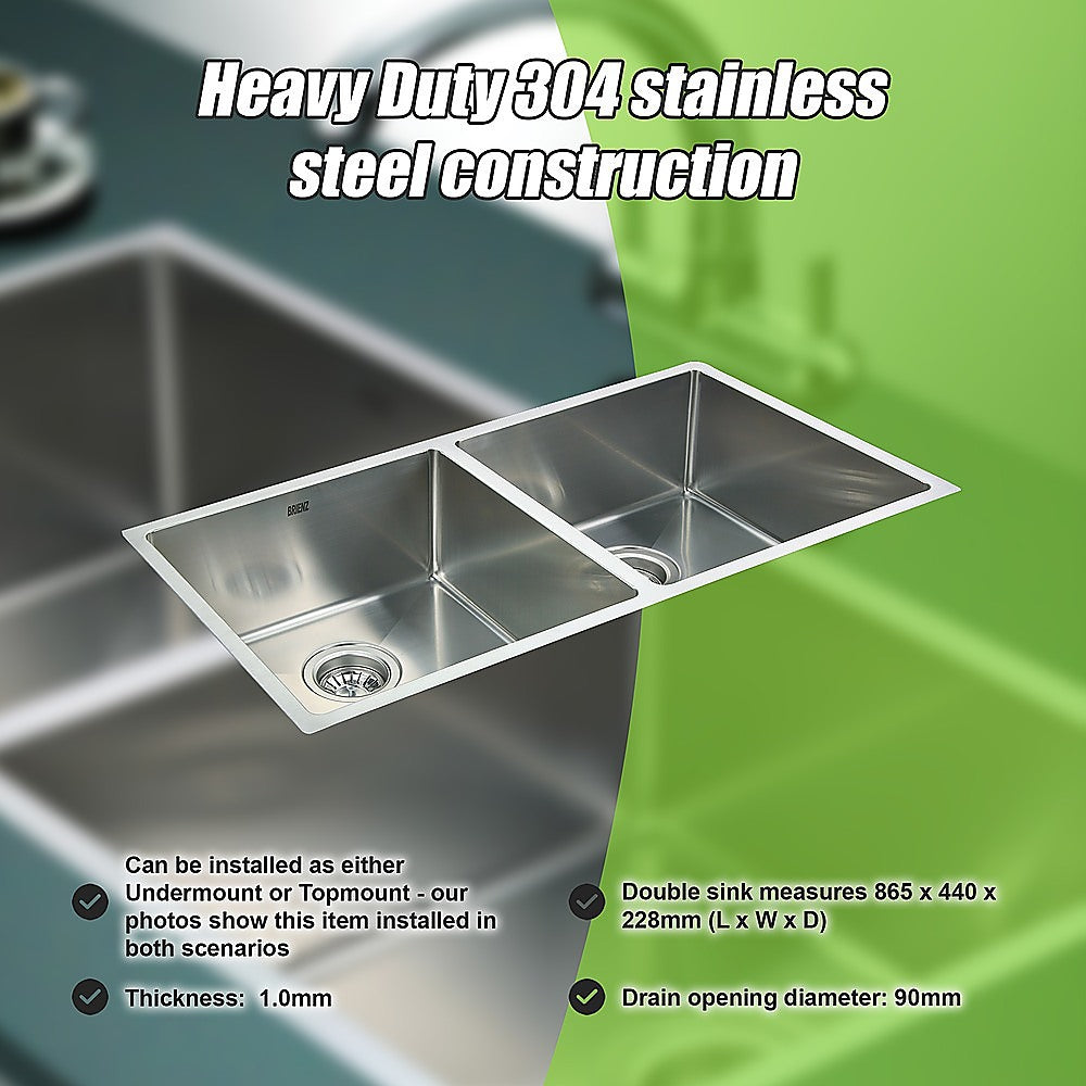 865X440Mm Stainless Steel Kitchen Sink With Waste