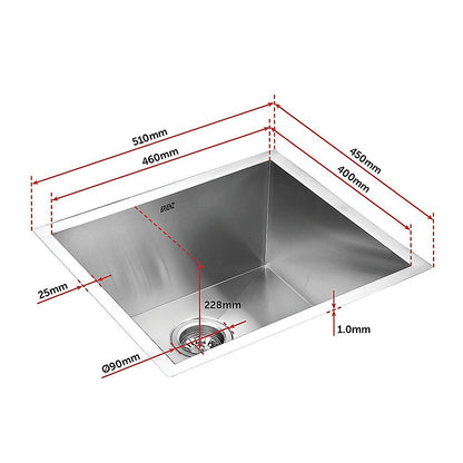 510X450Mm Stainless Steel Laundry Sink With Waste