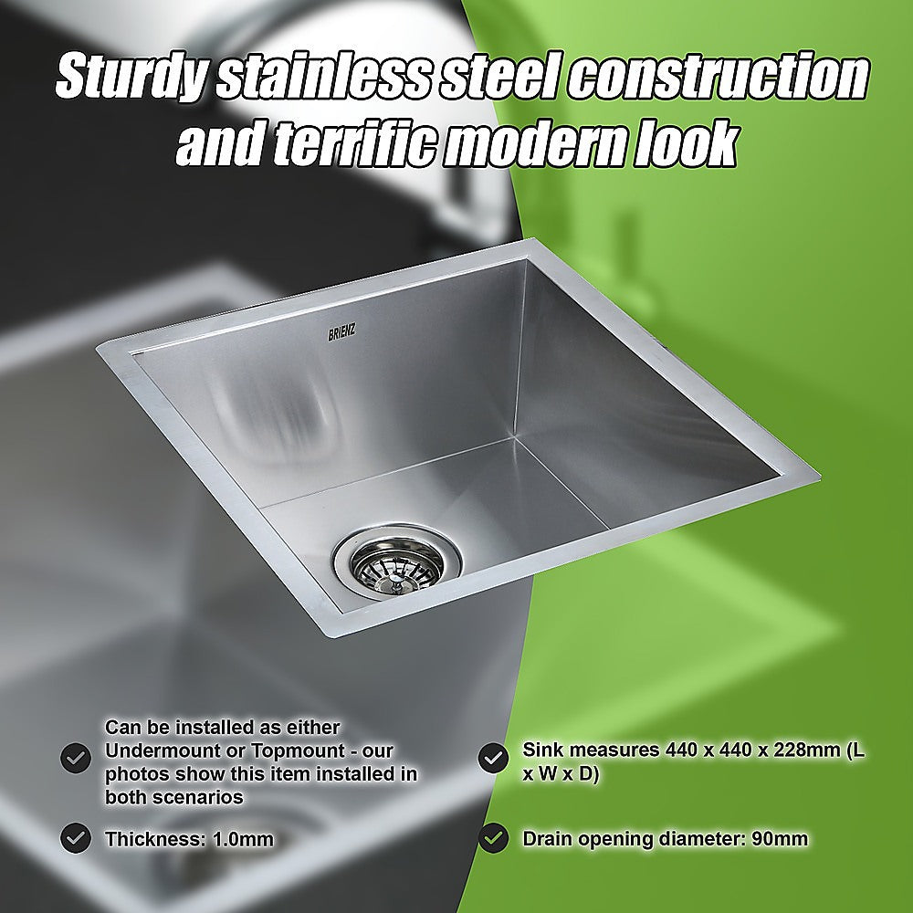 440X440Mm Stainless Steel Laundry Sink With Waste