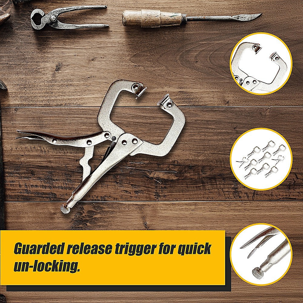 10Pc Heavy Duty Steel C-Clamps 6" Mig Welding Locking Plier