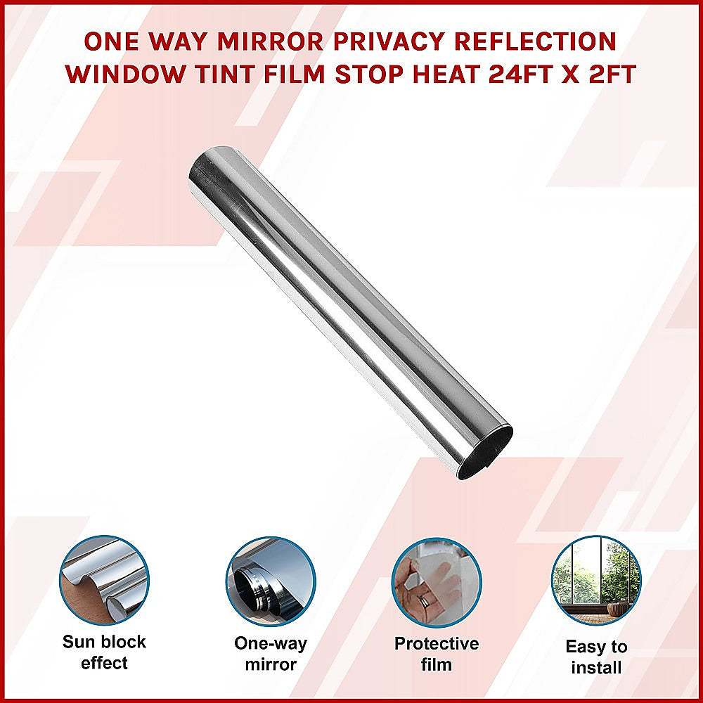 One Way Mirror Privacy Reflection Window Tint Film Stop Heat