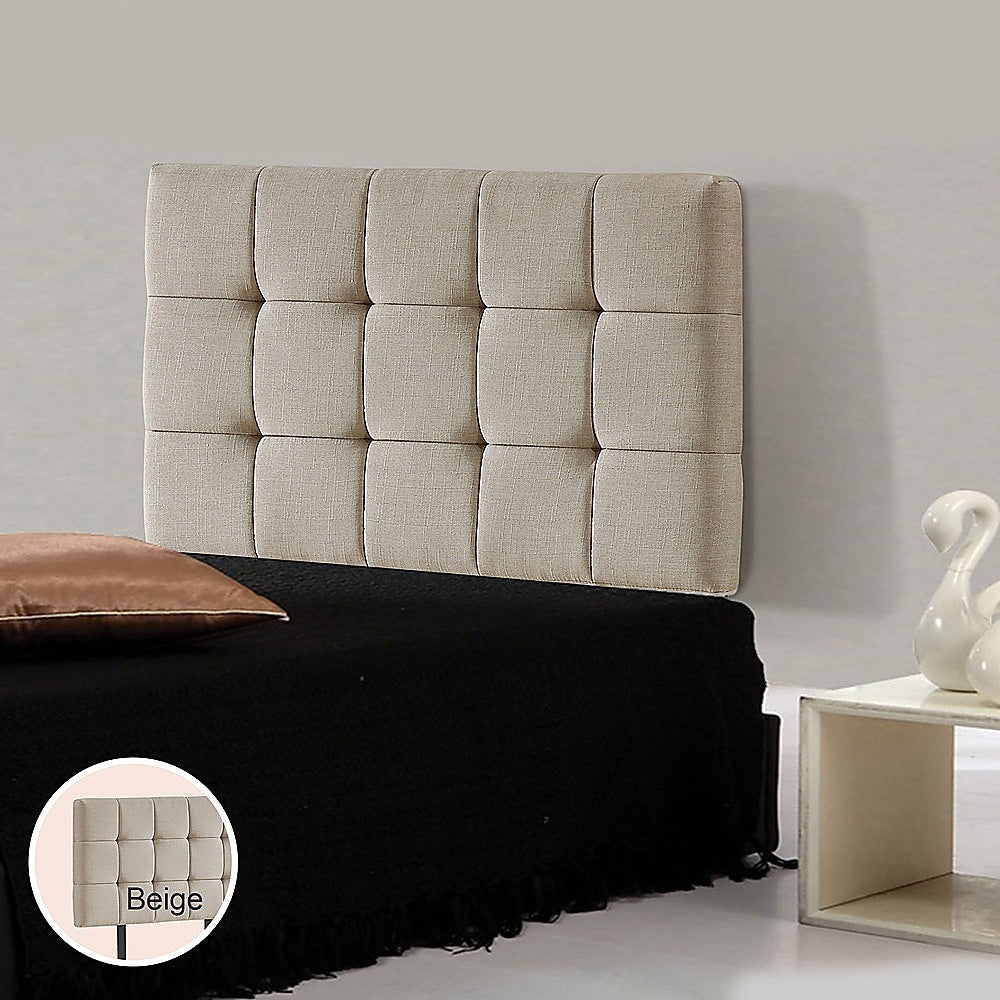 Elegant Linen Fabric Single Bed Deluxe Headboard - Beige