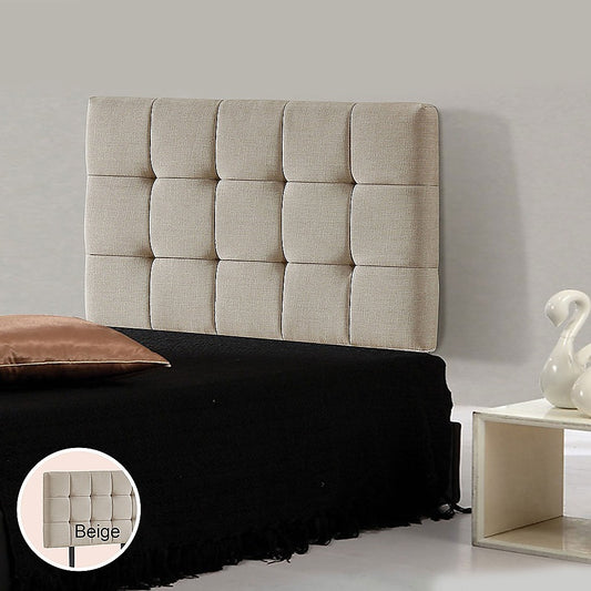 Elegant Linen Fabric Single Bed Deluxe Headboard - Beige