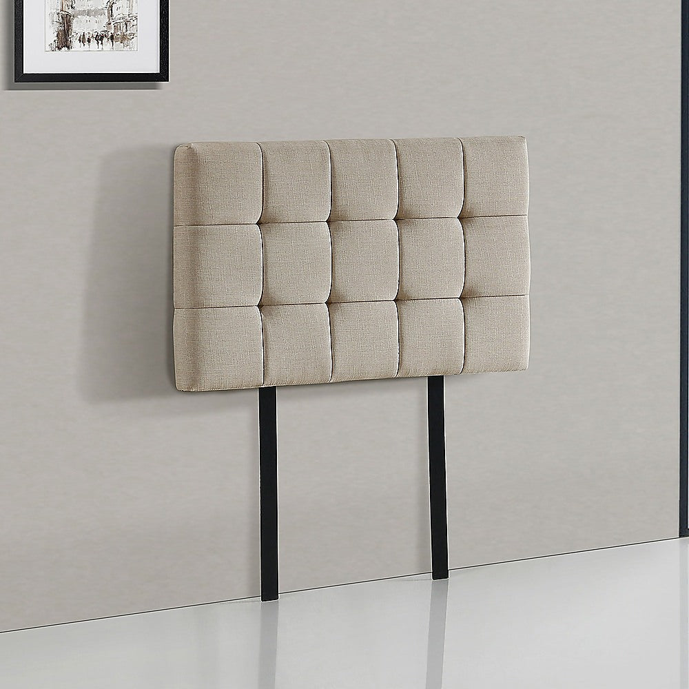 Elegant Linen Fabric Single Bed Deluxe Headboard - Beige