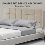 Luxurious Linen Fabric Double Bed Deluxe Headboard - Beige