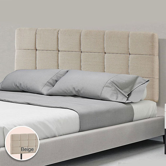 Regal Linen Fabric Queen Bed Deluxe Headboard - Beige