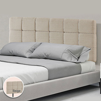 Regal Linen Fabric Queen Bed Deluxe Headboard - Beige