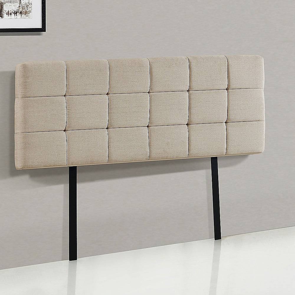 Regal Linen Fabric Queen Bed Deluxe Headboard - Beige