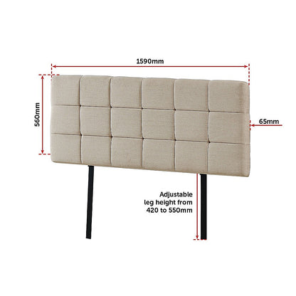 Regal Linen Fabric Queen Bed Deluxe Headboard - Beige