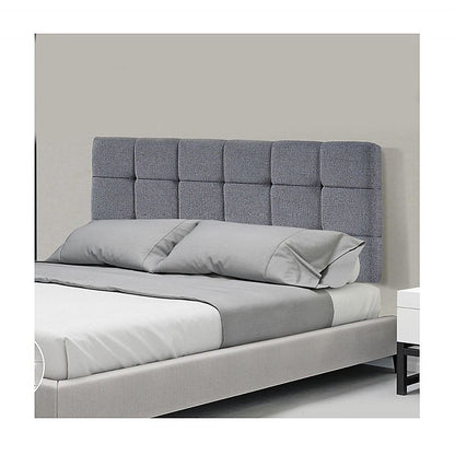 Plush Linen Fabric Double Bed Deluxe Headboard - Grey