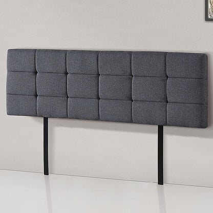 Majestic Linen Fabric King Bed Deluxe Headboard - Grey