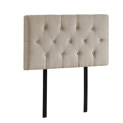 Linen Fabric Single Bed Deluxe Headboard Bedhead - Beige
