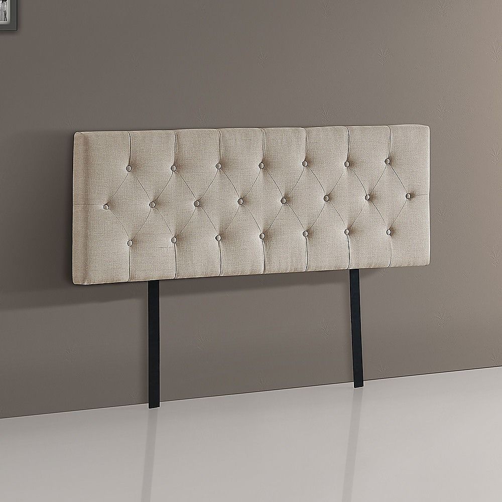 Chic Linen Fabric Double Bed Deluxe Headboard - Beige