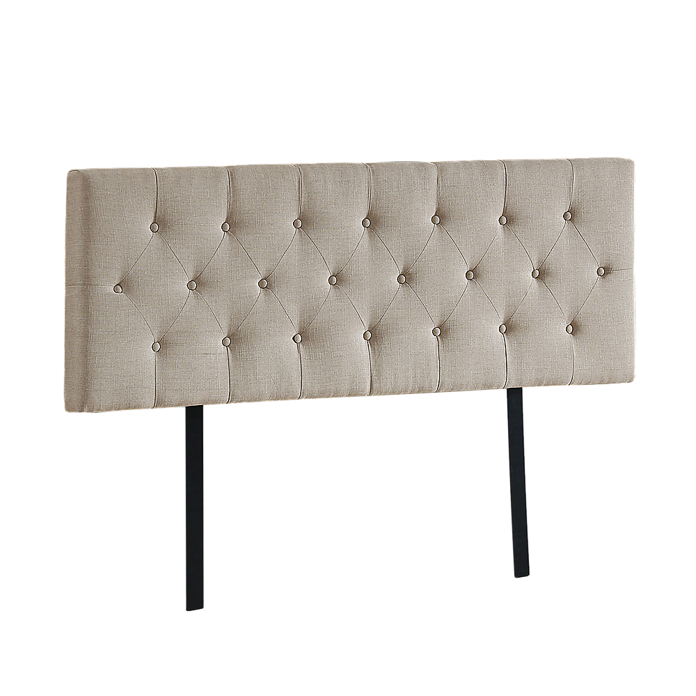 Chic Linen Fabric Double Bed Deluxe Headboard - Beige