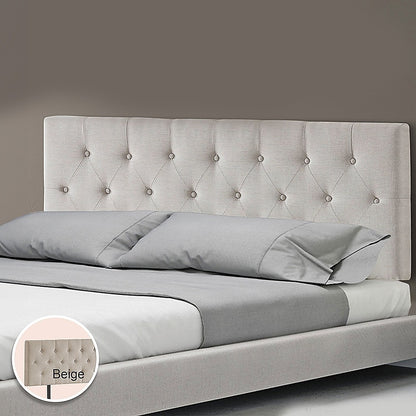 Chic Linen Fabric Double Bed Deluxe Headboard - Beige