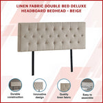 Chic Linen Fabric Double Bed Deluxe Headboard - Beige