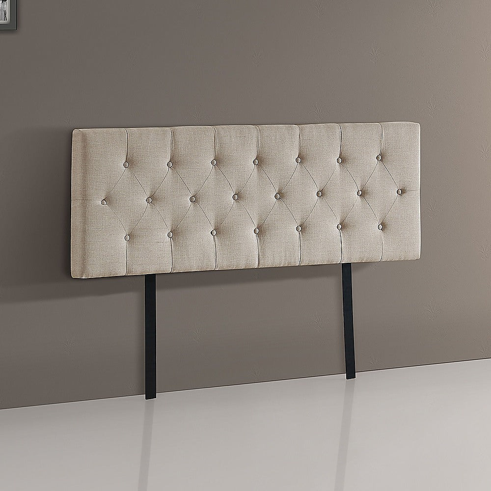 Chic Linen Fabric Double Bed Deluxe Headboard - Beige