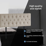 Chic Linen Fabric Double Bed Deluxe Headboard - Beige