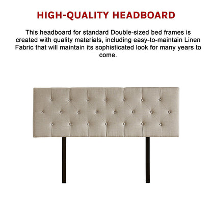 Chic Linen Fabric Double Bed Deluxe Headboard - Beige