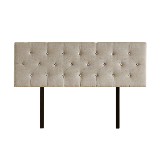 Linen Fabric Queen Bed Deluxe Headboard Bedhead - Beige