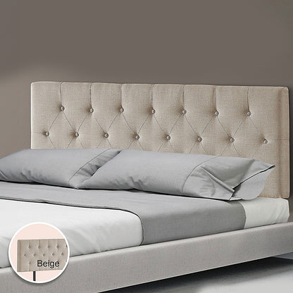 Opulent Linen Fabric King Bed Deluxe Headboard - Beige